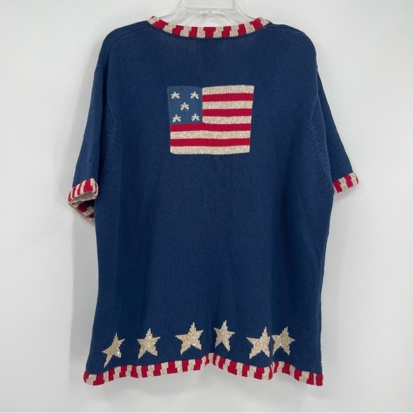 Quacker Factory Sweater Women Size 1X Cardigan USA Flag Stars Americana - Picture 7 of 10